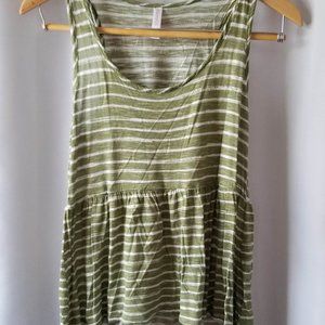 xhilaration Green Striped Hi-Lo Tank